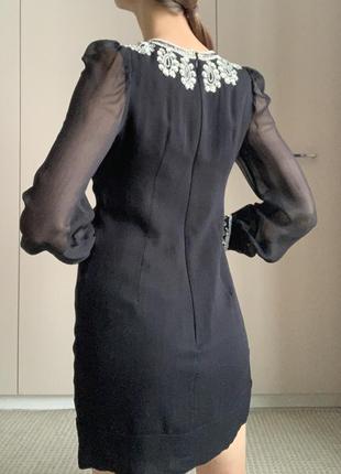 Міні сукня чорне з вишивкою бісером3 фото