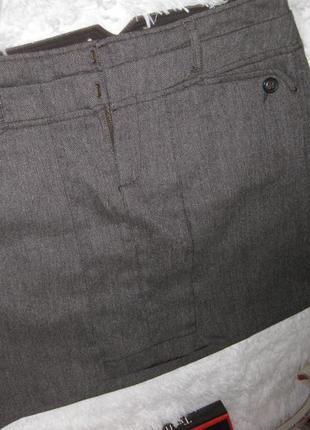 Шерсть34% классная короткая серая  юбка шерстяная, теплая, 12uk, mexx, км1046 с карманами2 фото