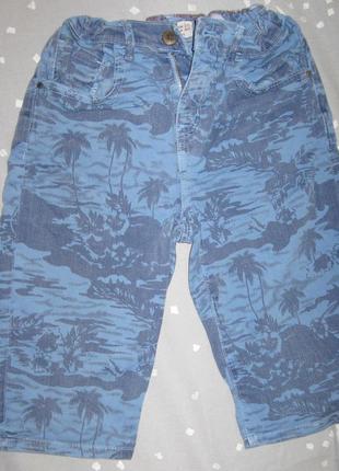 Бермуды шорты стильные джинсовые  мальчику 9-10 лет zara с тропическим принтом