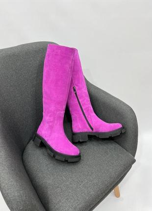 Замшеві чоботи зимові демі замшеві труби зимові демі