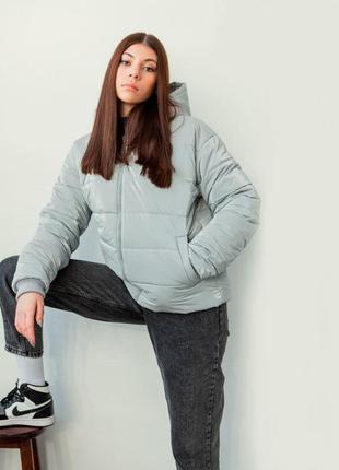 Демісезонна дитяча підліткова куртка для дівчинки в світло-сірому кольорі