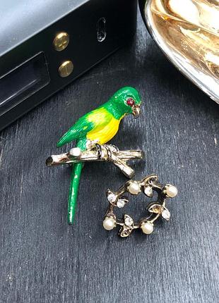 Брошь винтаж сет "желтый и зеленый"