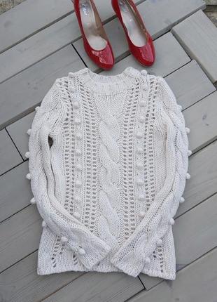 ❄ вязаний теплий свитр,джемпер,белий зимний свитр, шикарная женская кофта