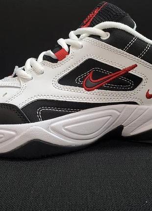 Шкіряні кросівки nike m2k tekno білі з чорним та червоним