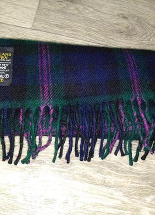 Шарф шерстяной клетка шерсть 100% шотландия highland crown