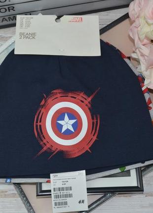 1-4 / 4-8 лет h&m новая фирменная упаковка 2 тонкие шапки из трикотажа мальчику marvel супергерои3 фото