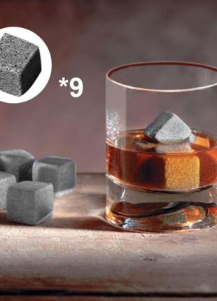 Подарочный набор камни для виски в деревянном пенале + пинцет ice stones s9....