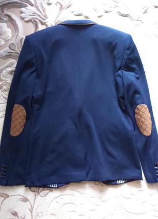 Стильный современный пиджак carlo ghezzi с накладками на локтях синий размер 522 фото