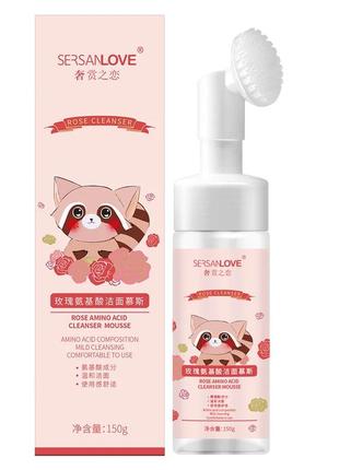 Пінка-мус для вмивання sersanlove rose amino acid cleanser mousse з екстрактом троянди 150 мл