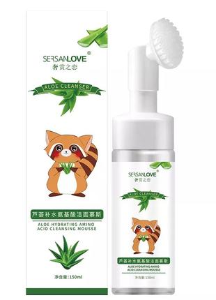 Пінка-мус для вмивання sersanlove aloe amino acid cleanser mousse з екстрактом алое 150 мл