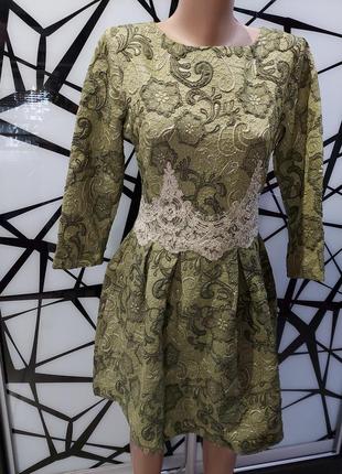 Нарядное платье цвета хаки defile-lux 46 размер