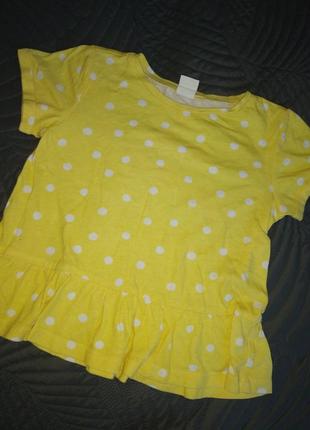 Маечка футболка желтая котон котоновая горошек
