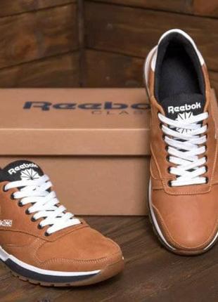 Чоловічі шкіряні кросівки reebok classic  leather trail ginger colour  r-02 рыж2 фото