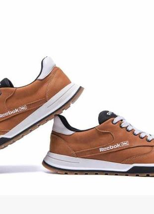 Чоловічі шкіряні кросівки reebok classic  leather trail ginger colour  r-02 рыж6 фото