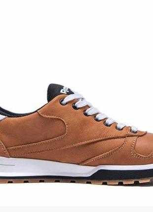 Чоловічі шкіряні кросівки reebok classic  leather trail ginger colour  r-02 рыж7 фото