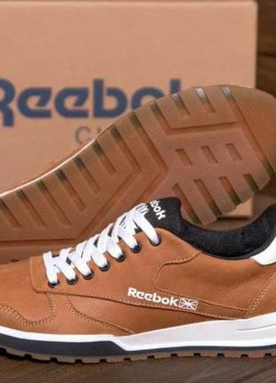 Чоловічі шкіряні кросівки reebok classic  leather trail ginger colour  r-02 рыж3 фото