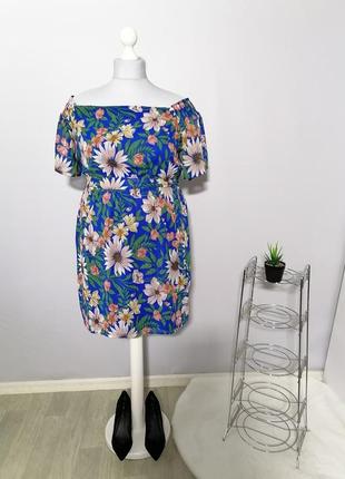 Платьеце в квітковий принт🌼 з спущеными плечима by very, р. 22.