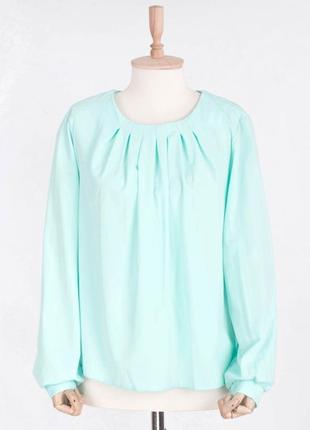 Стильная бирюзовая блуза с длинным рукавом классическая модная2 фото