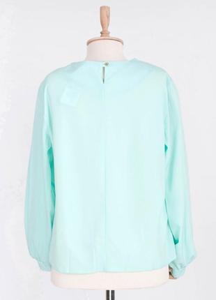 Стильная бирюзовая блуза с длинным рукавом классическая модная3 фото