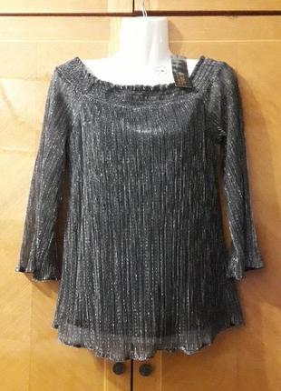 Новая шикарная блестящая блуза  р.12 от debenhams с открытыми  плечами  праздник торжества ресторан театр3 фото