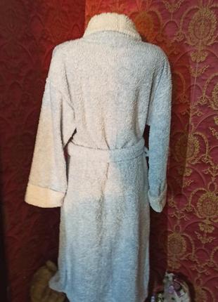 Голубой теплый мягкий длинный халат флисовый велсофт 12-14 размер4 фото