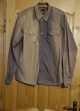 Оригінальна х/б "варена" сорочка кольору оливи noname швеція, норвегія, l.