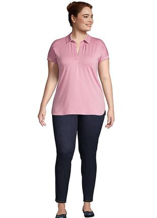 Топ-туника свободного кроя с коротким рукавом, поло/блуза, lands'end, 1х, пог66