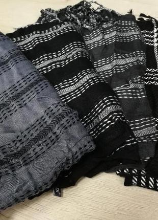 Мужской черный шарф полоска зигзаг6 фото