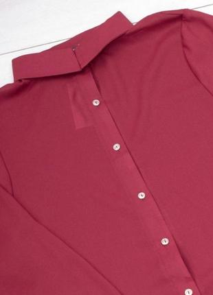 Стильная бордовая марсала рубашка шифоновая блузка с длинным рукавом классическая2 фото