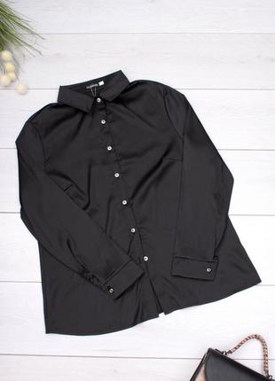 Стильна чорна сорочка блузка з довгим рукавом класична