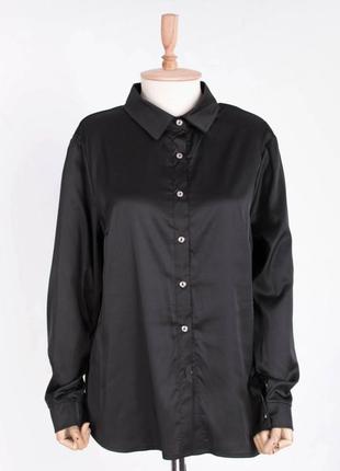 Стильная черная рубашка блуза с длинным рукавом классическая3 фото