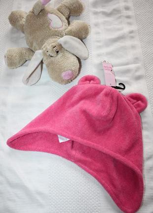 Весенняя флисовая розовая шапочка с ушками so cute pepco