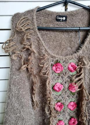 Роскошный нежный свитер danity травка с вышитыми цветами брендовый4 фото