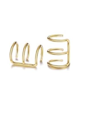 2шт крутые серьги кафф обманки сережки минимализм клипсы