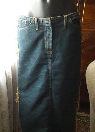 Відмінна джинсова спідниця довга1 фото