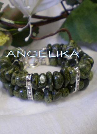 Браслет *пробуждение весны*.змеевик.