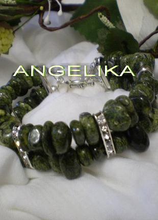 Браслет *пробуждение весны*.змеевик.