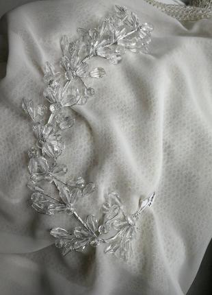 Веточка крупная на свадебную прическу нарядный стеклярус2 фото
