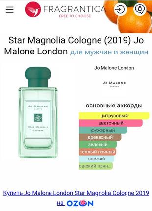Star magnolia cologne (2019) jo malone london для мужчин и женщин