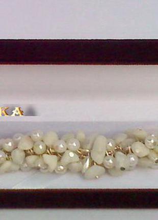 Елегантний браслет*білий перли*