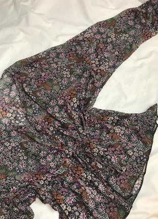 Распродажа. стильная шифоновая блуза, блузка, топ в цветочный принт с объёмными рукавами4 фото