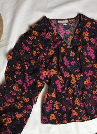Блузка, слуза, топ в цветочный принт с объёмными рукавами3 фото