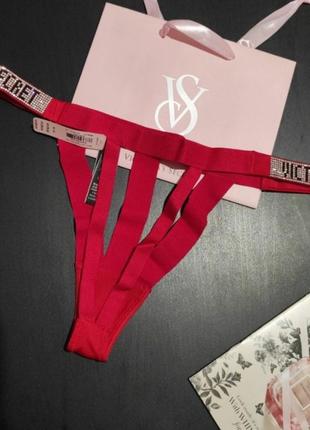 Интересные трусики стринги very sexy с камнями💎стразы сваровски р.л💕victoria's secret виктория сикрет вікторія сікрет оригинал7 фото