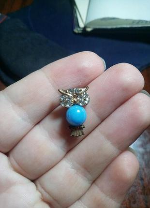 Моносерьга сова со стразами