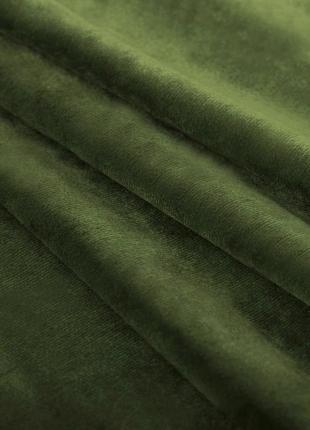 Порт'єрна тканина для штор оксамит преміум болотного кольору2 фото