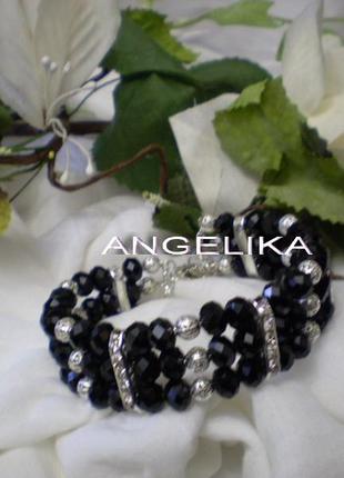 Розкішний широкий браслет*глибина ночі*