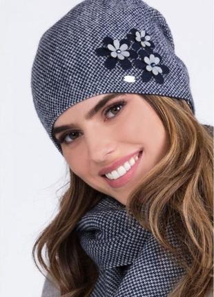 Краповая женская шапка kamea люси (lusi) тёмно-синяя 20.017.12