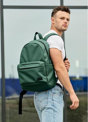 Мужской рюкзак зеленый экокожа3 фото