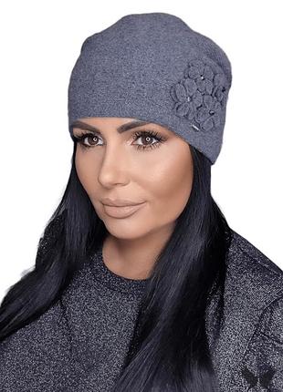 Однослойная шерстяная шапка-бандана андреа (andrea) 21.043.07 графит
