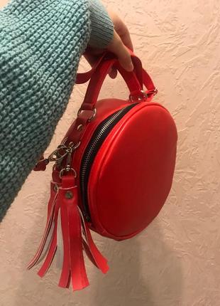 Женская круглая сумка sambag bale красная